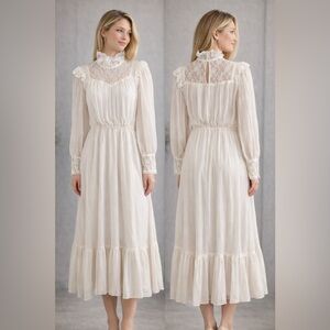 Romantic Sheer Lace Bridal Dress or Slip – Pearl Button Cuffs